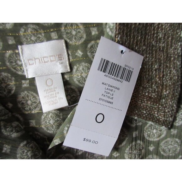 NWT Chico's Ikat Diamond Lanie II Sequin Collar Sheer Button Down Shirt 0 4 - Picture 4 of 5